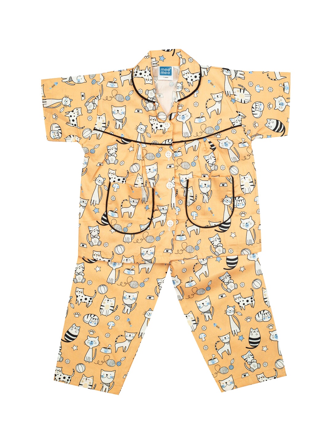 

MeeMee Girls Peach-Coloured & White Printed Night suit GDFNSG103NGTSUT