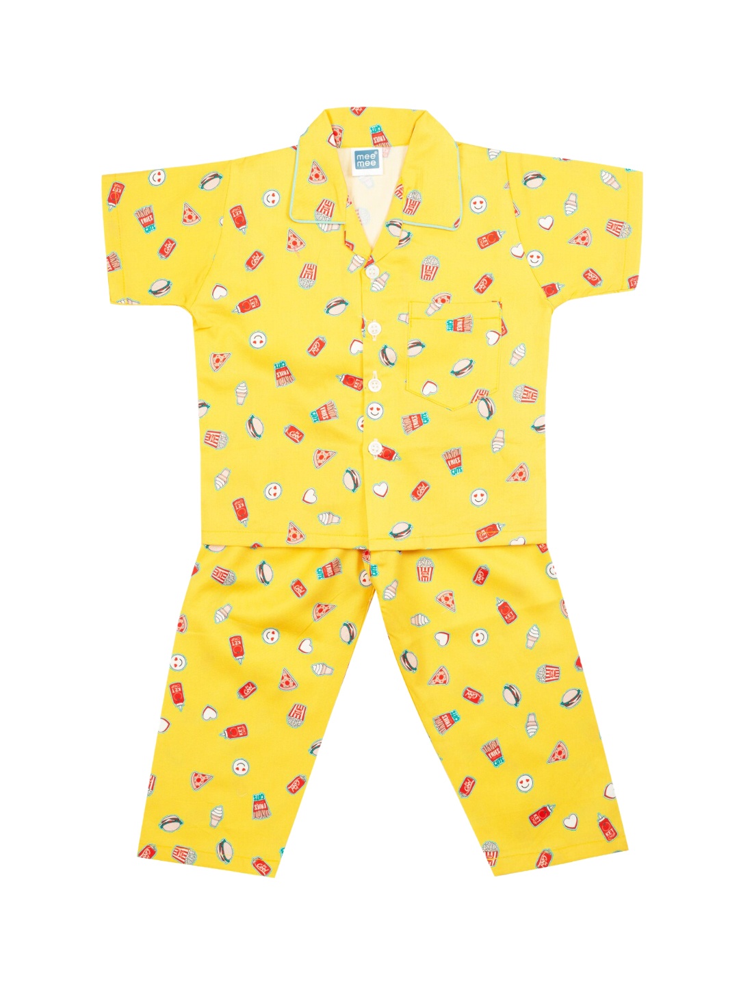 

MeeMee Boys Yellow & Red Printed Night Suit