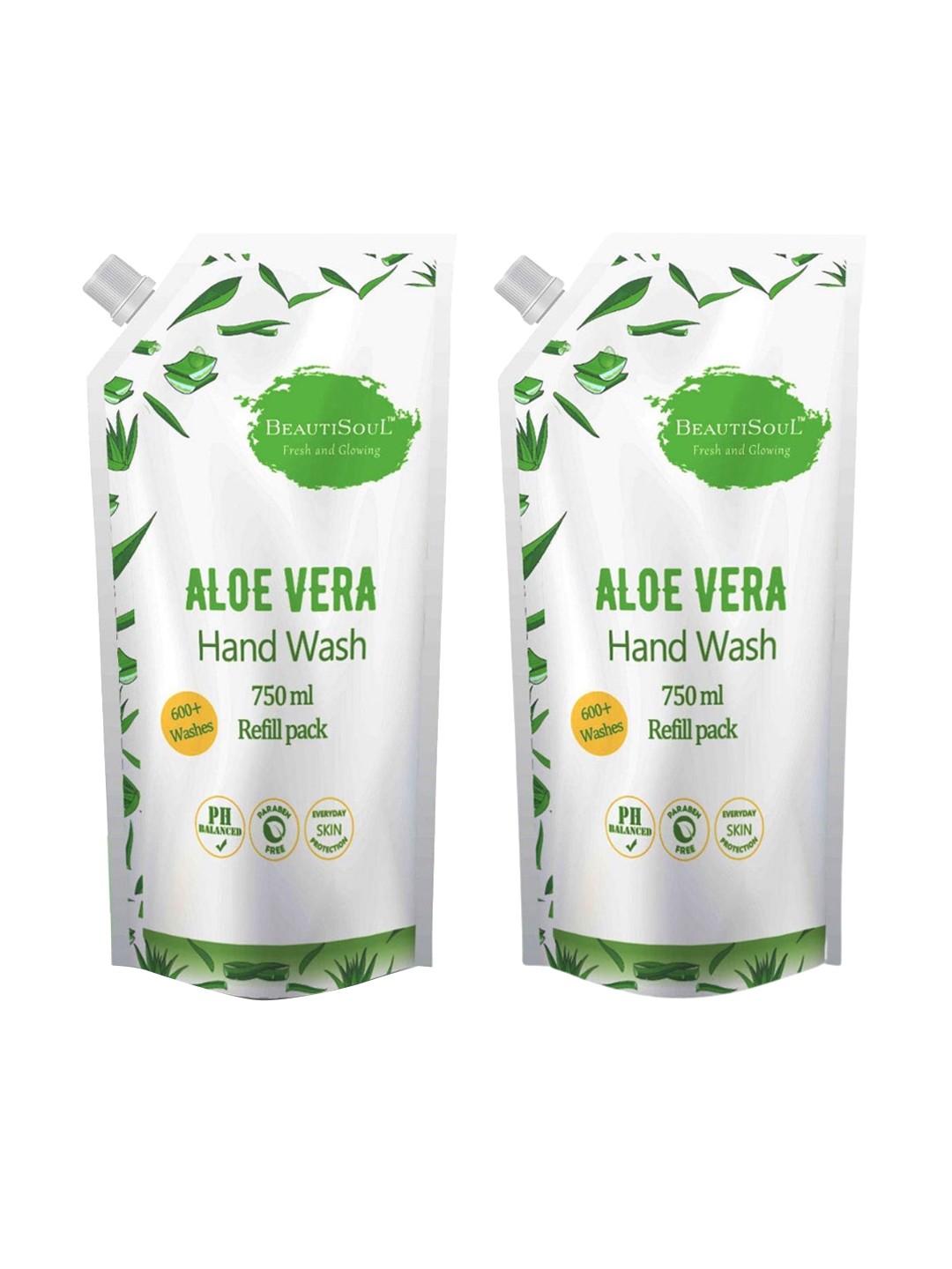 

Beautisoul Set of 2 Aloe Vera Handwash With Glycerin Refill Pouch 750 ml, Green