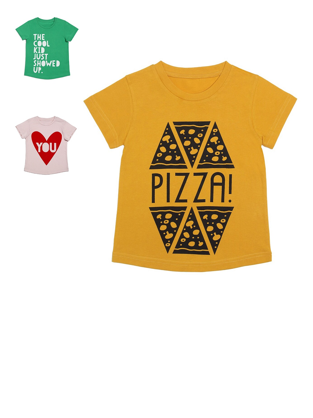 

DOOR74 Girls Pack of 3 Printed T-shirt, Multi