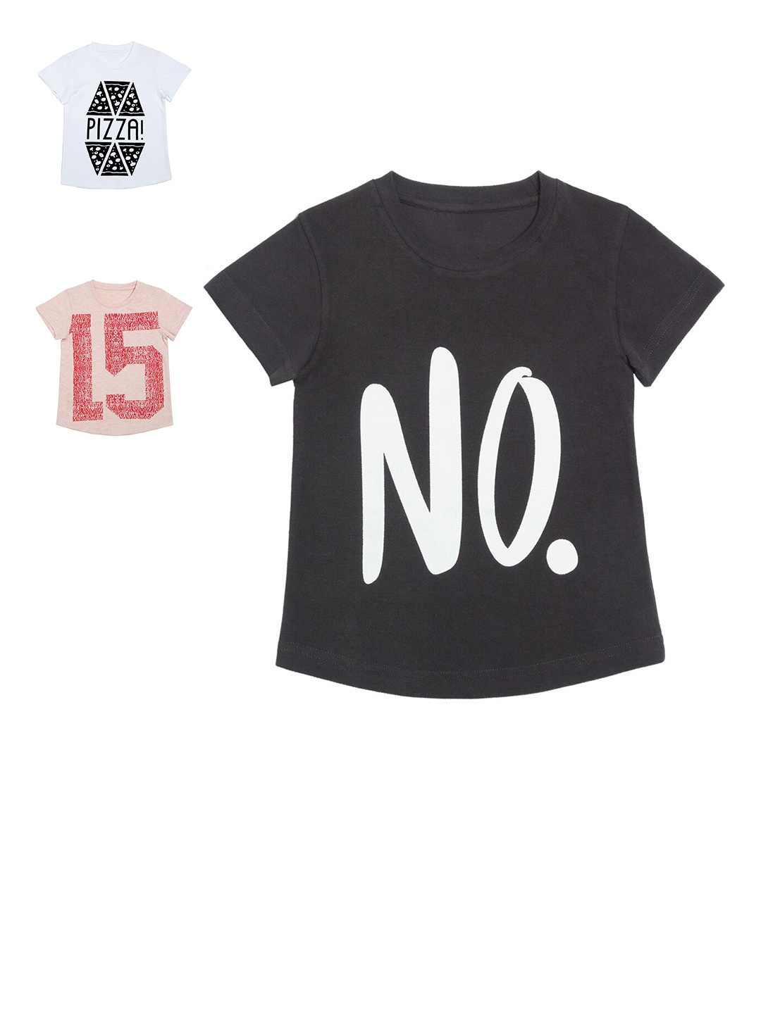 

DOOR74 Girls Multicoloured Typography 3 Printed T-shirt, Multi