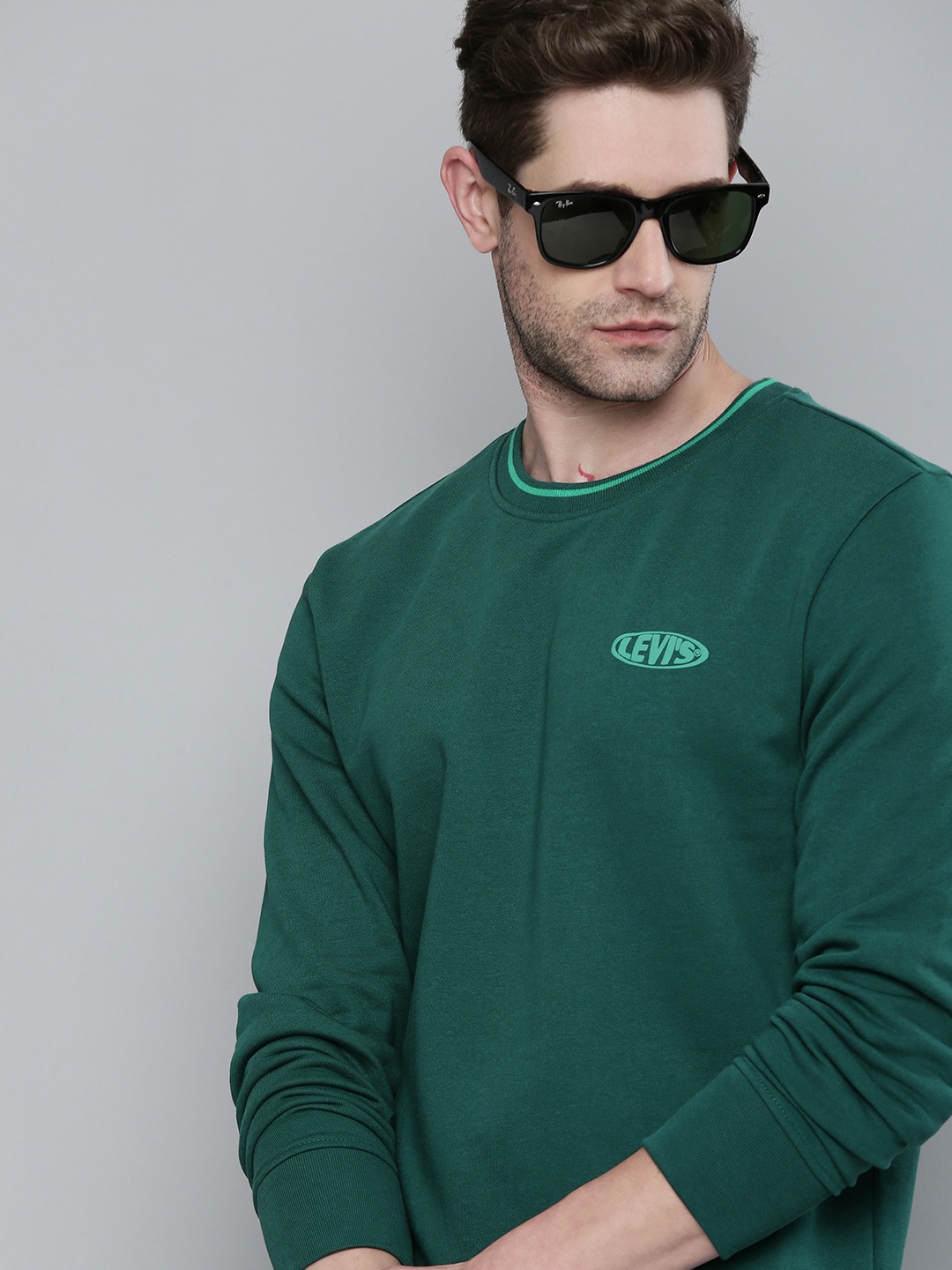 

Levis Men Green Solid Sweatshirt