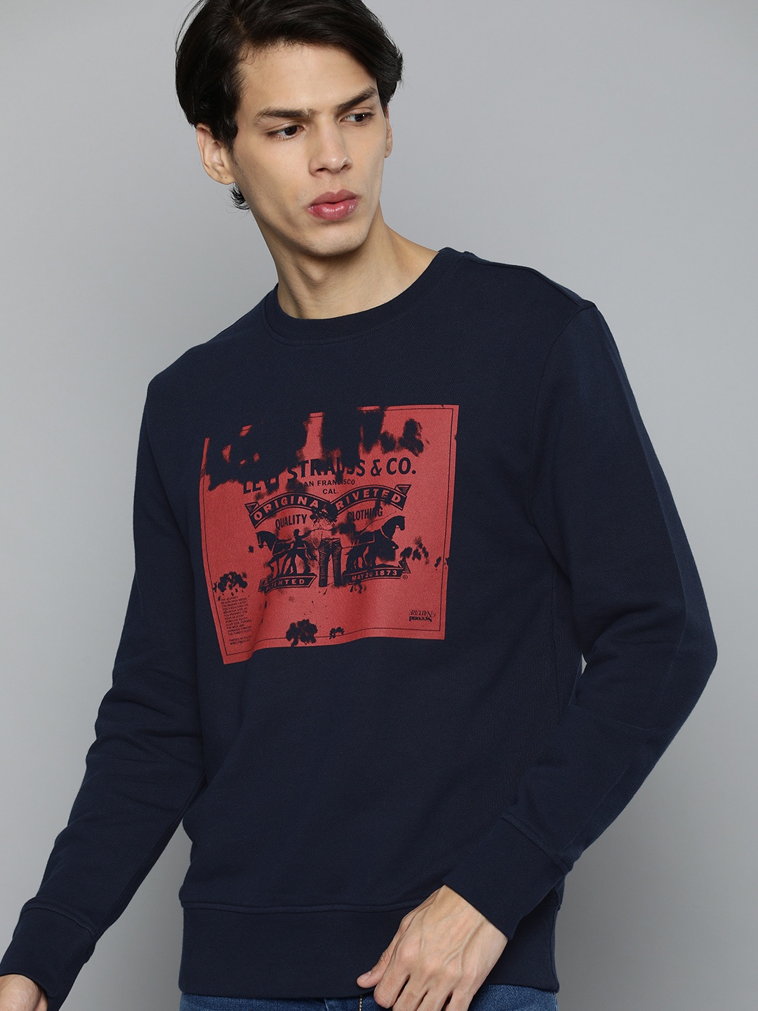 

Levis Men Navy Blue Printed Sweatshirt Sweatshirt