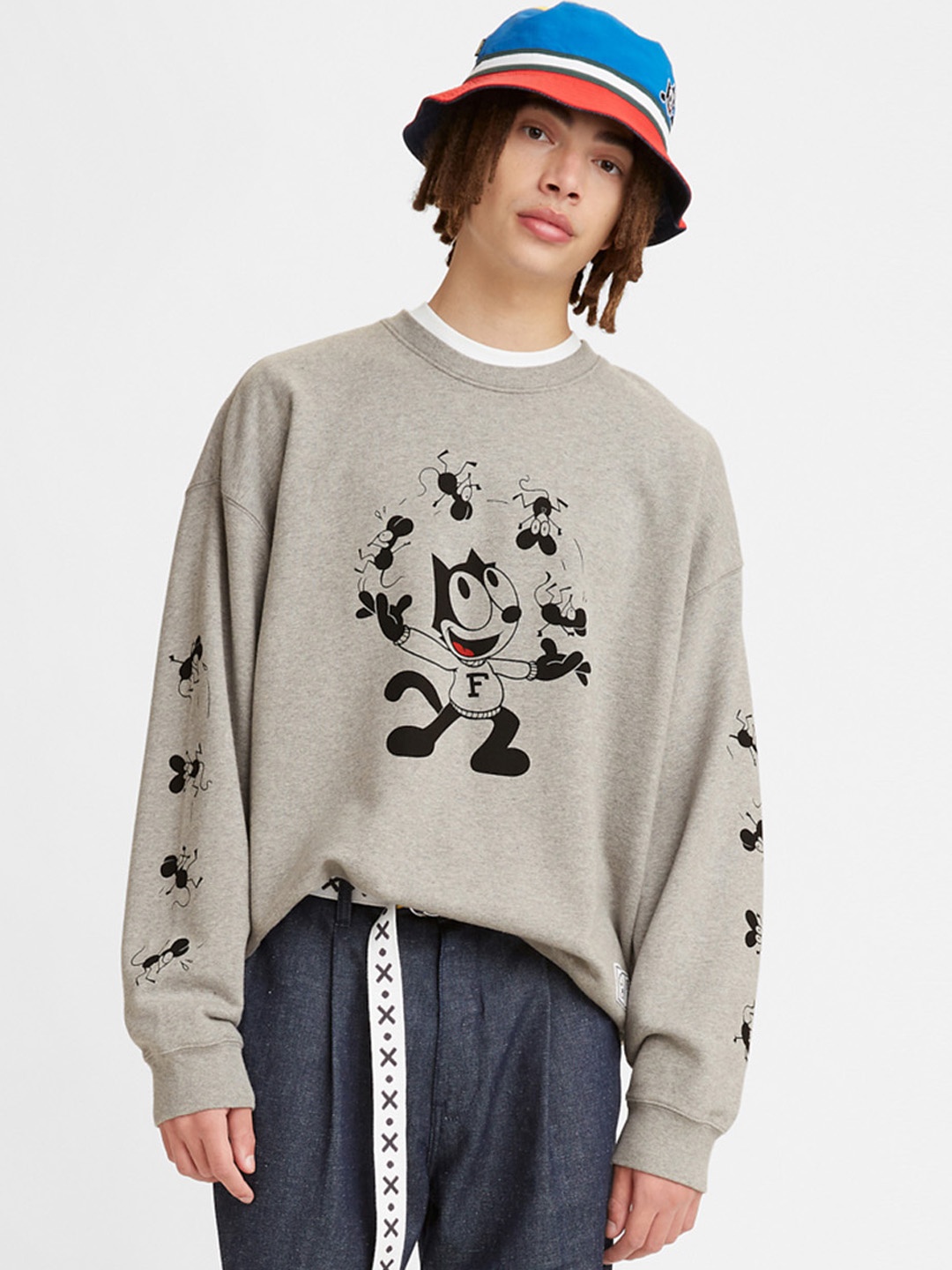 

Levis x Felix Men Grey Melange Graphic Printed Sweatshirt