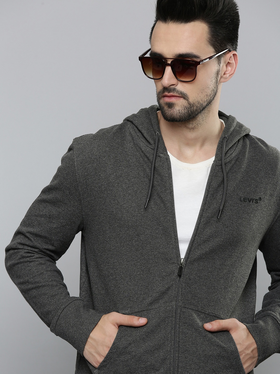 

Levis Men Grey Hooded Sweatshirt