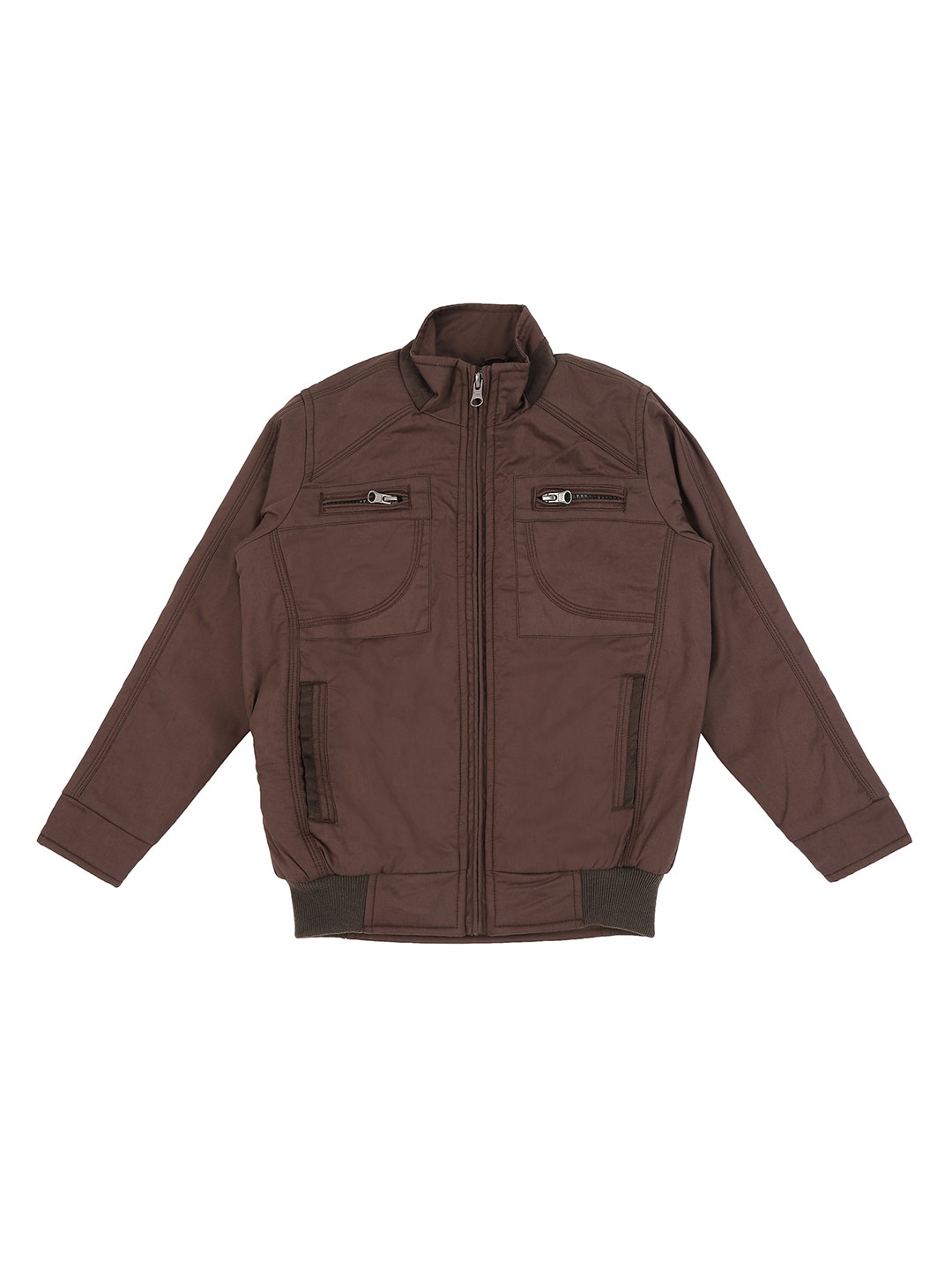 

Pantaloons Junior Boys Coffee Brown Mock Collar Bomber Jacket