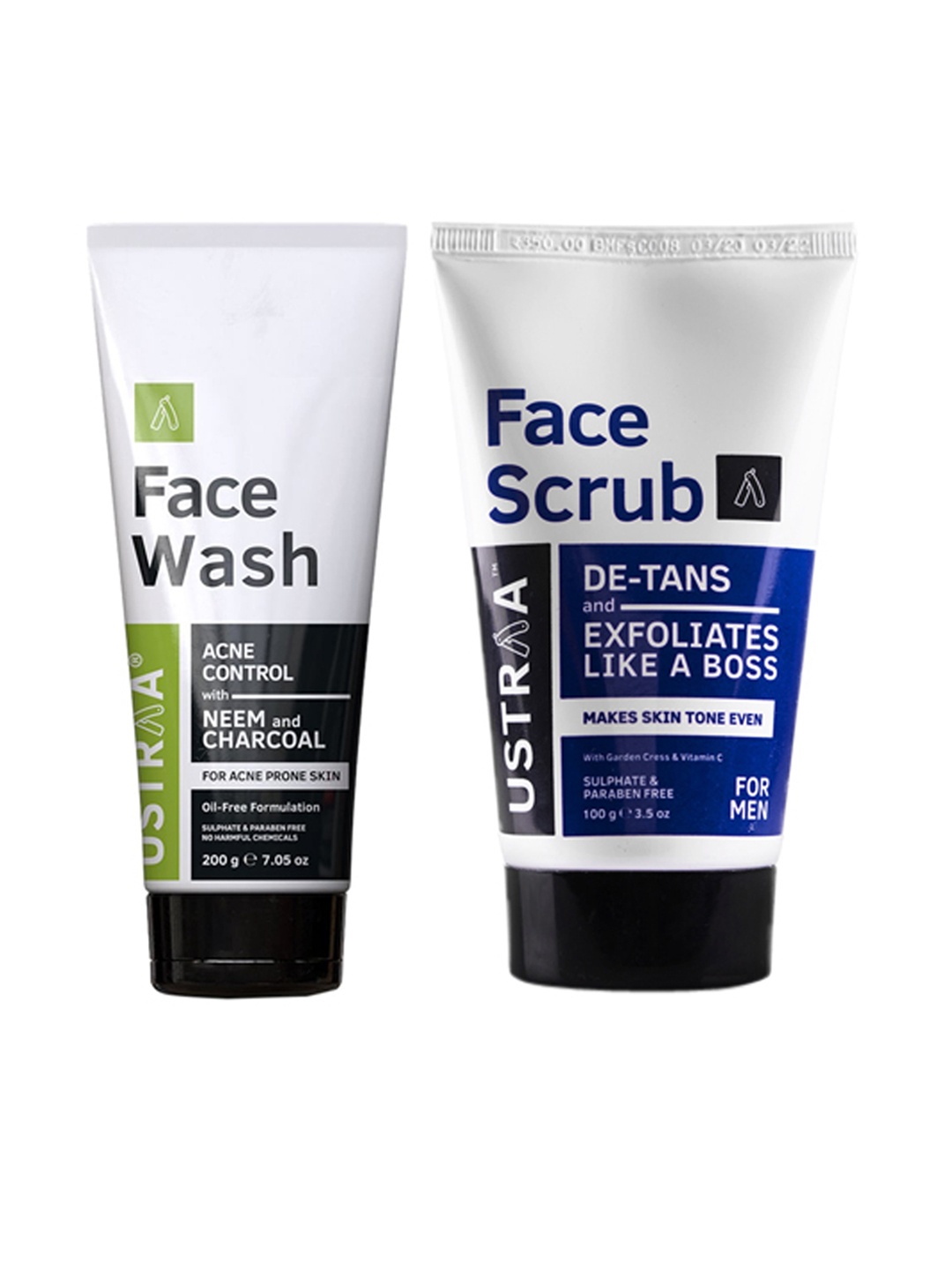 

Ustraa Men Acne & Oil Control Face Wash & De-Tan Face Scrub 200g Each, Green