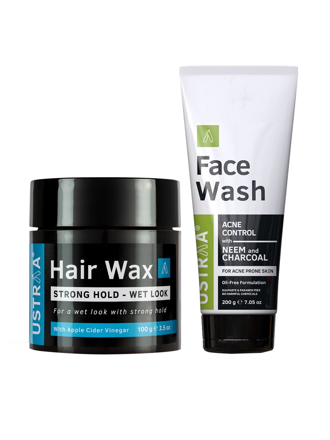 

Ustraa Men Acne Control Face Wash & Strong Hold Hair Wax, Green