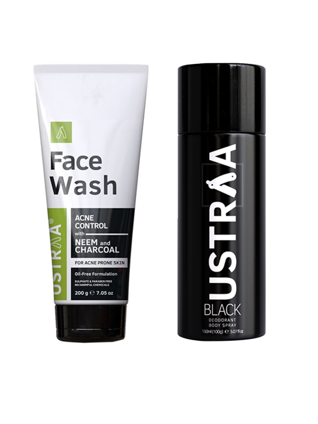

Ustraa Men Acne Control Face Wash & Black Deodorant Body Spray, Green