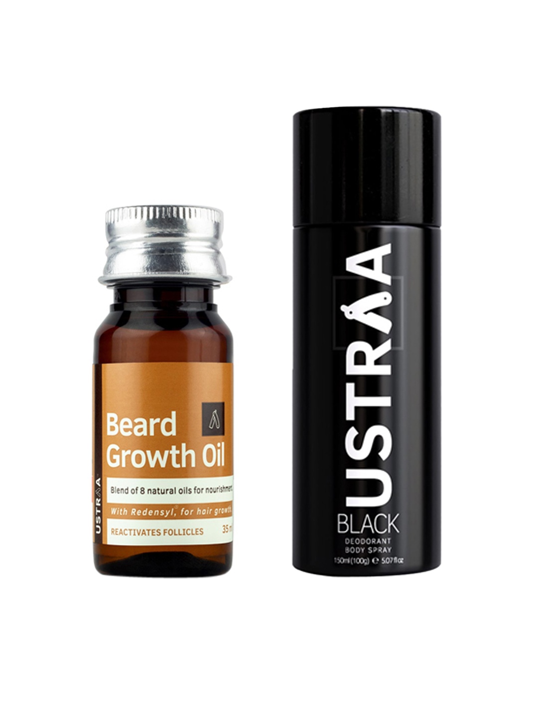 

Ustraa Men Beard Growth Oil & Black Deodorant Body Spray, Brown