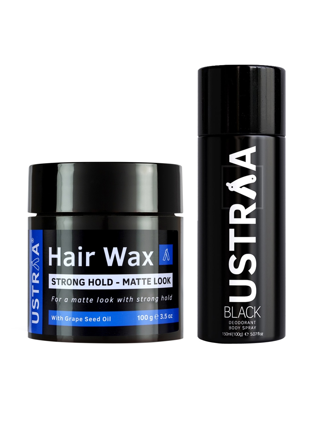 

Ustraa Men Matte Look Hair Wax & Black Deodorant Body Spray, Transparent