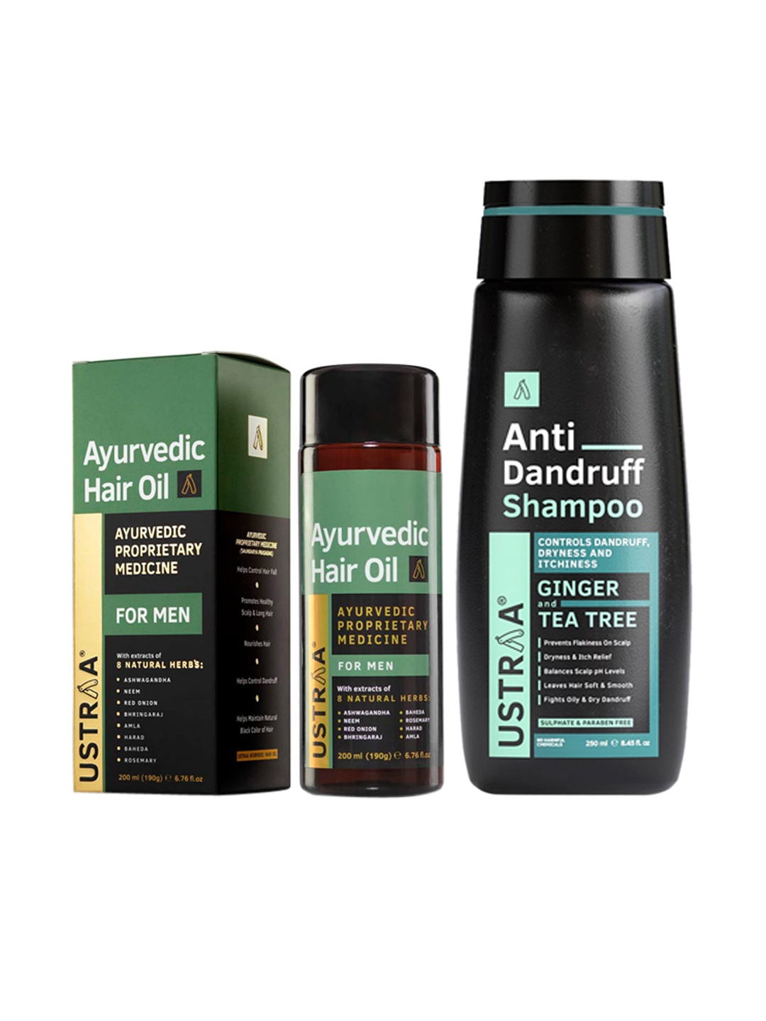 

Ustraa Men Ayurvedic Hair Oil & Anti-Dandruff Shampoo, Black