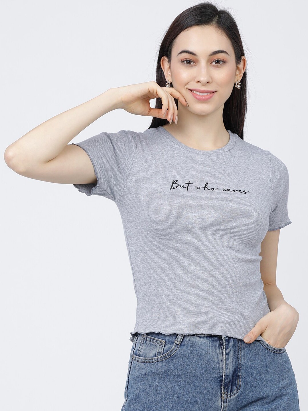 

Tokyo Talkies Women Grey Regular Top