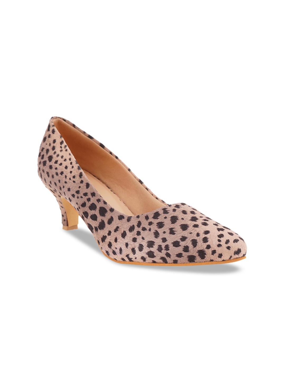 

SCENTRA Women Beige & Black Animal Printed Pumps