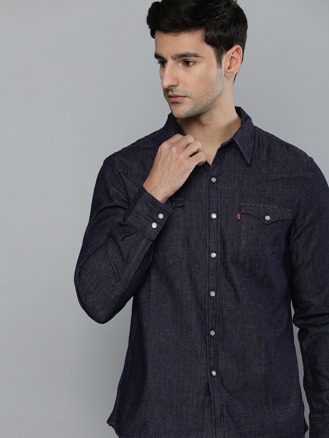 

Levis Men Navy Blue Classic Slim Fit Opaque Casual Shirt
