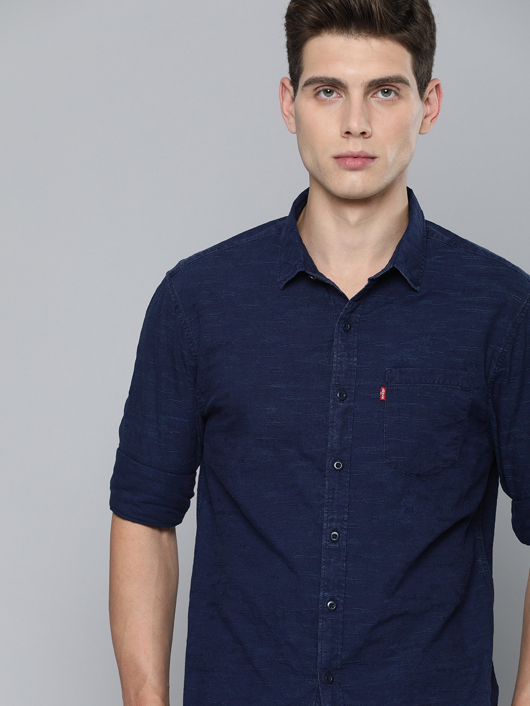 

Levis Men Navy Blue Slim Fit Opaque Casual Shirt