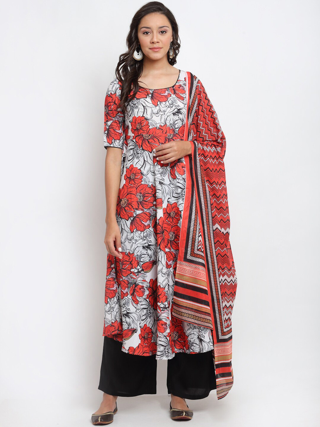 

DIVA WALK Women White Floral Printed Empire Kurta with Palazzos