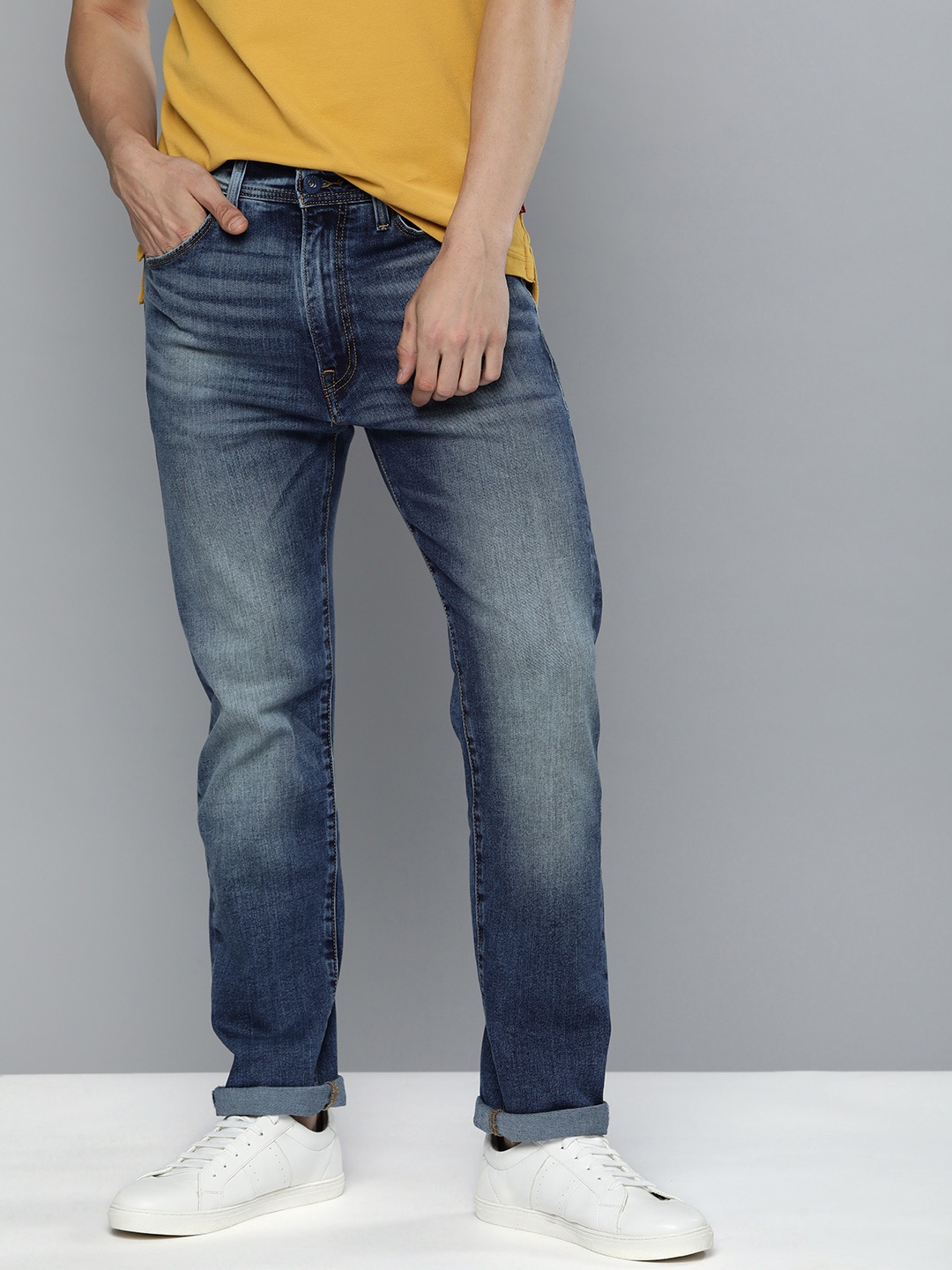 

Levis Men Blue Solid Slim Fit High-Rise Heavy Fade Stretchable Jeans