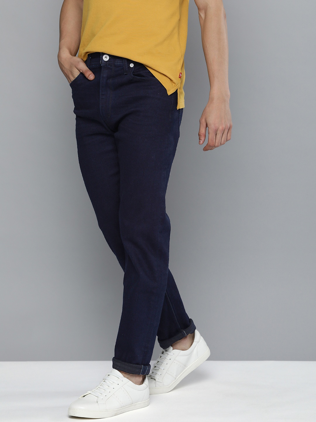 

Levis Men Navy Blue Solid Slim Fit High-Rise Clean Look Stretchable Jeans