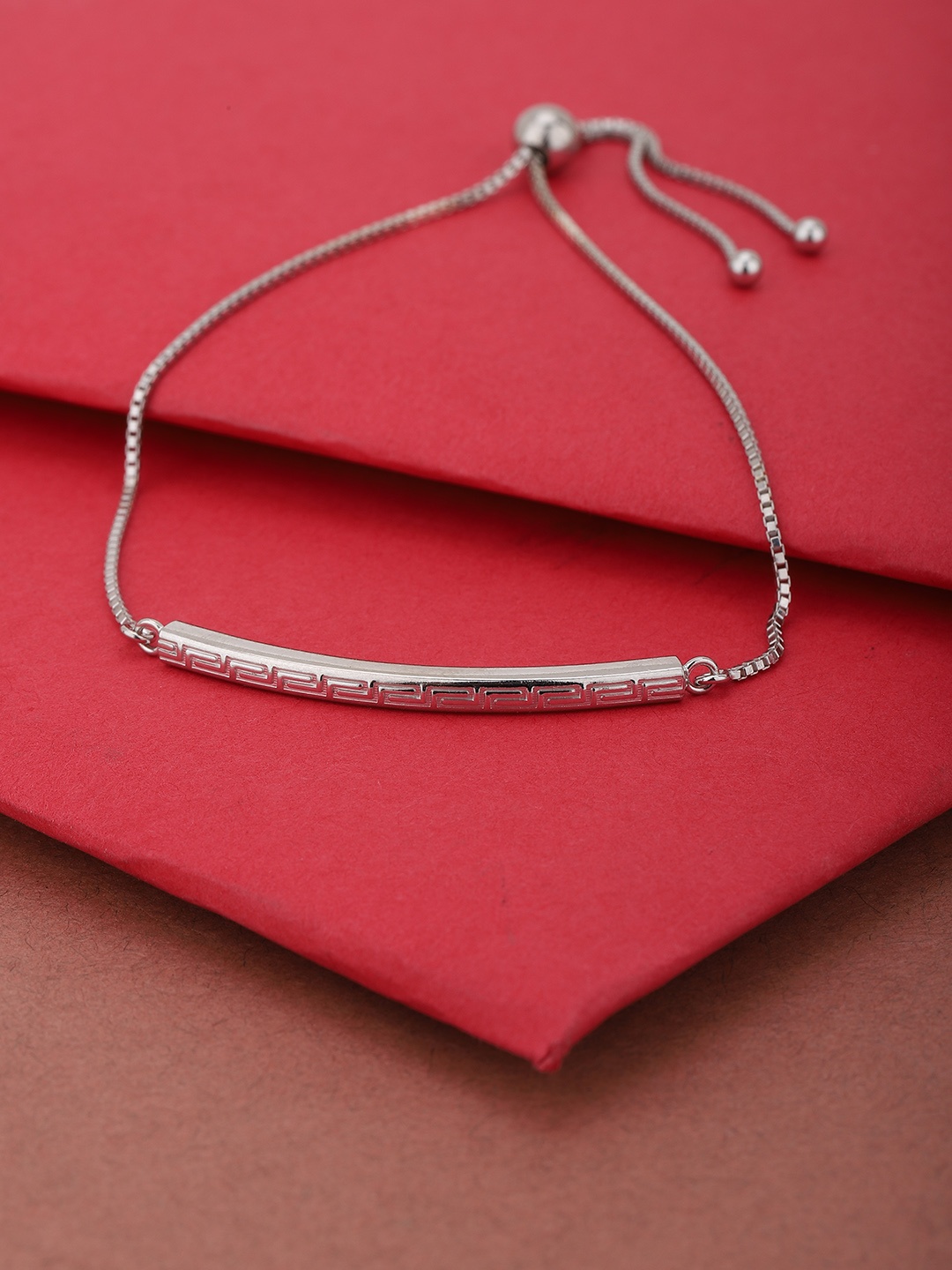 

Carlton London Women Silver-Toned Brass Rhodium-Plated Link Bracelet
