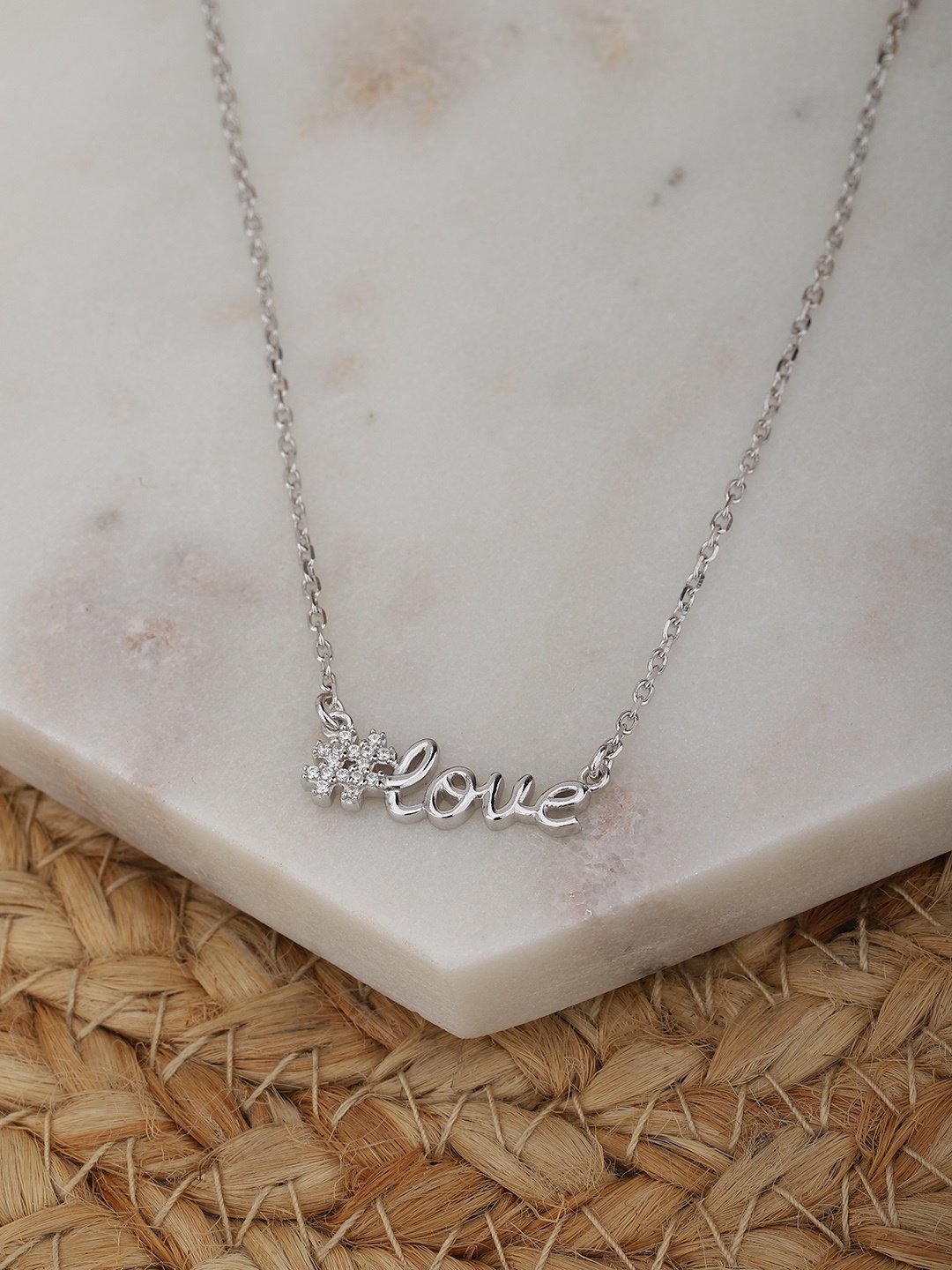 

Carlton London Silver-Toned Rhodium-Plated Chain