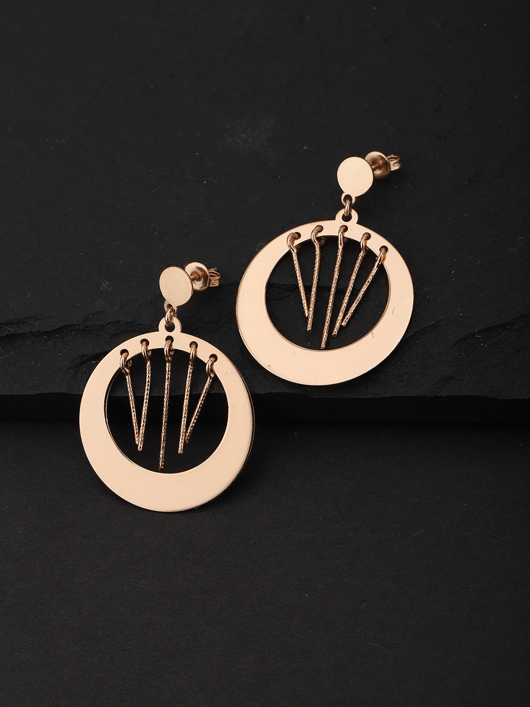 

Carlton London Rose Gold-Plated Circular Drop Earrings