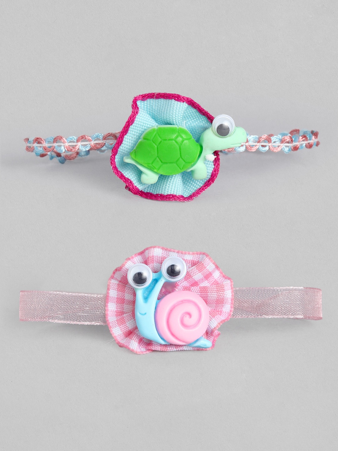 

I Jewels Pack of 2 Tortoise and Snail Themed Rakhis, Green