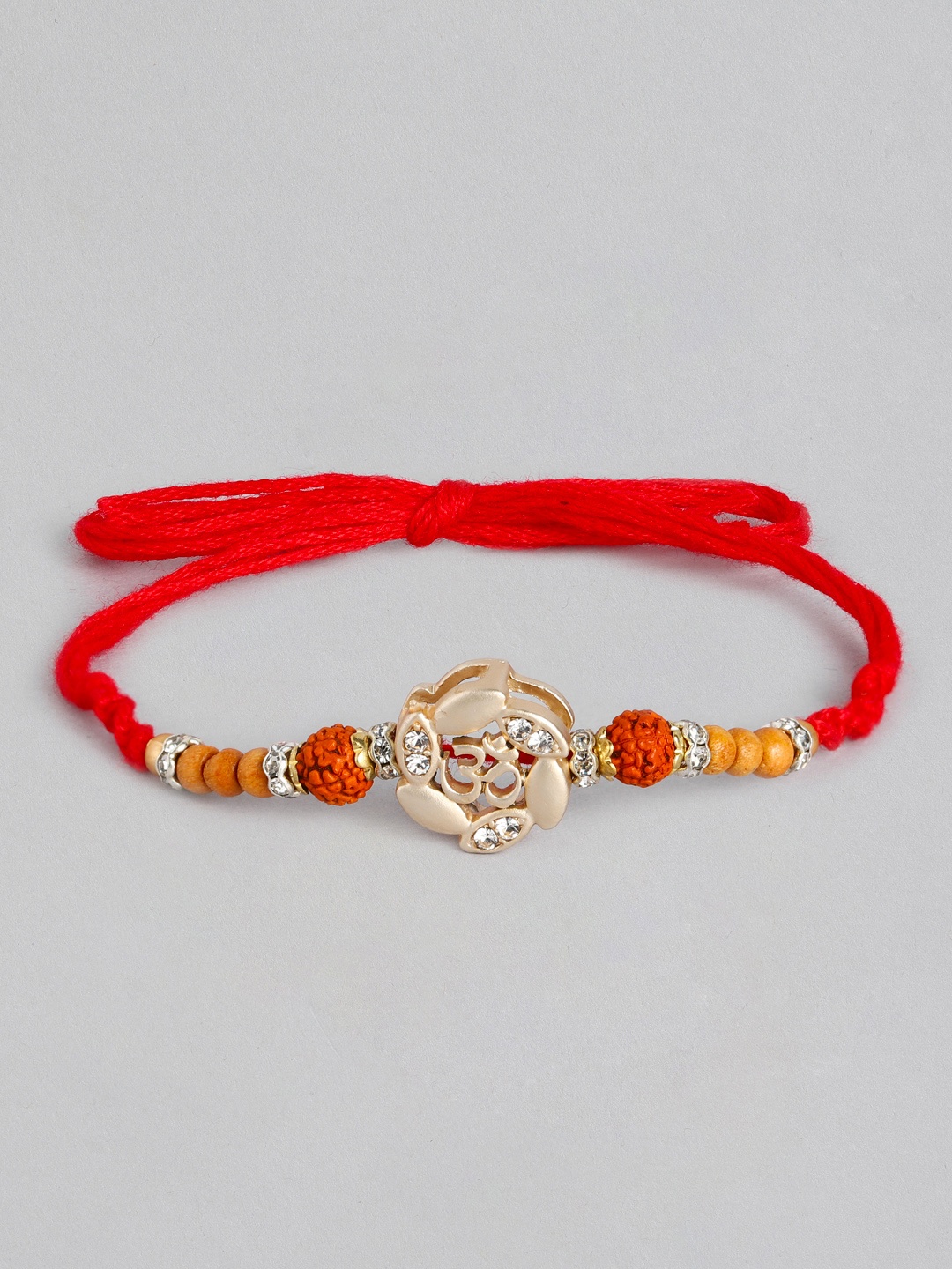 

I Jewels Silver-Toned Om Designed Beaded Rakhi