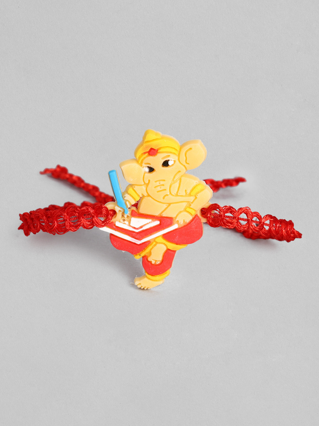 

I Jewels Red & Yellow Lord Ganesha Themed Rakhi