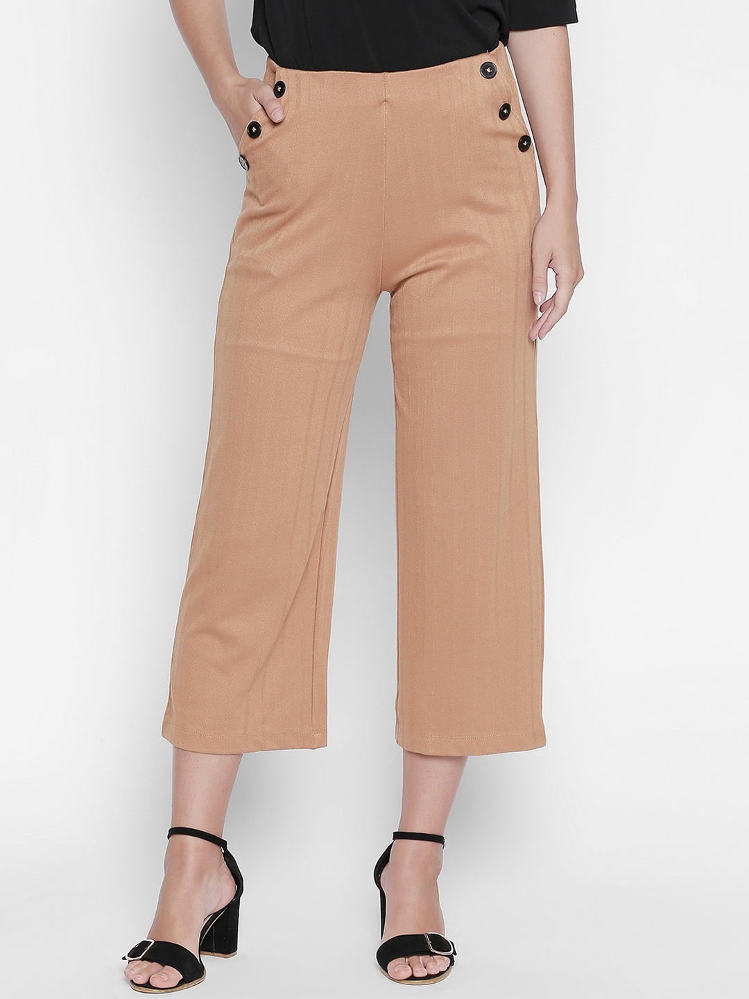 

Annabelle by Pantaloons Women Beige & Black Cropped Culottes