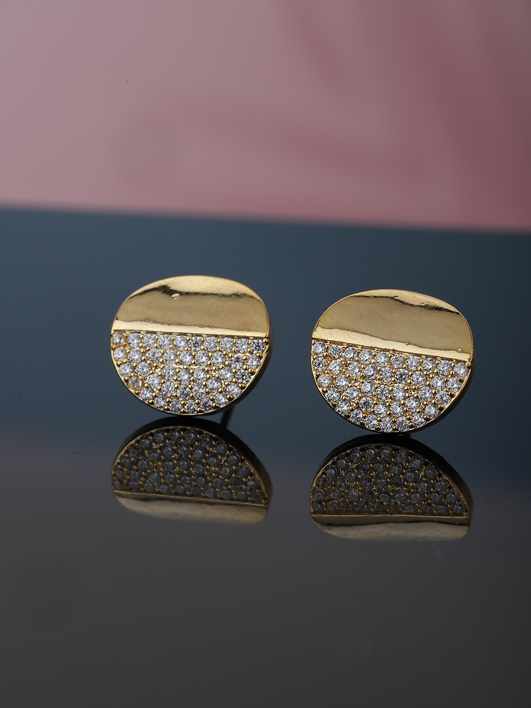 

Carlton London Gold-Plated Stone Studded Circular Studs