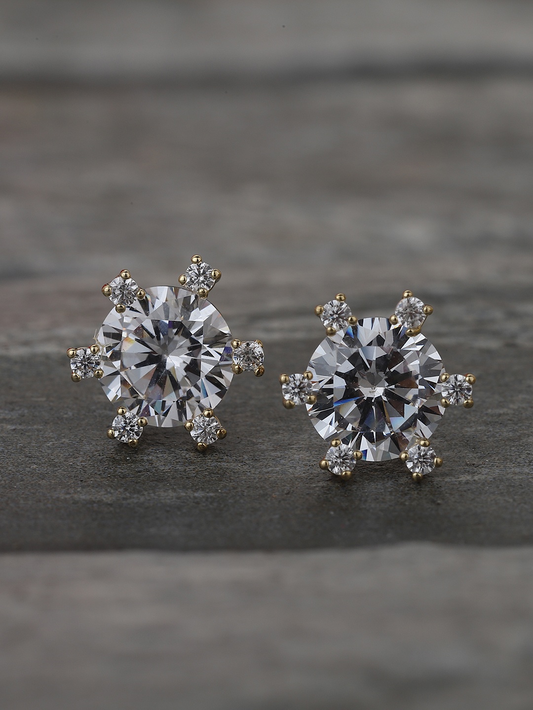 

Carlton London Gold-Plated Stone-Studded Circular Studs