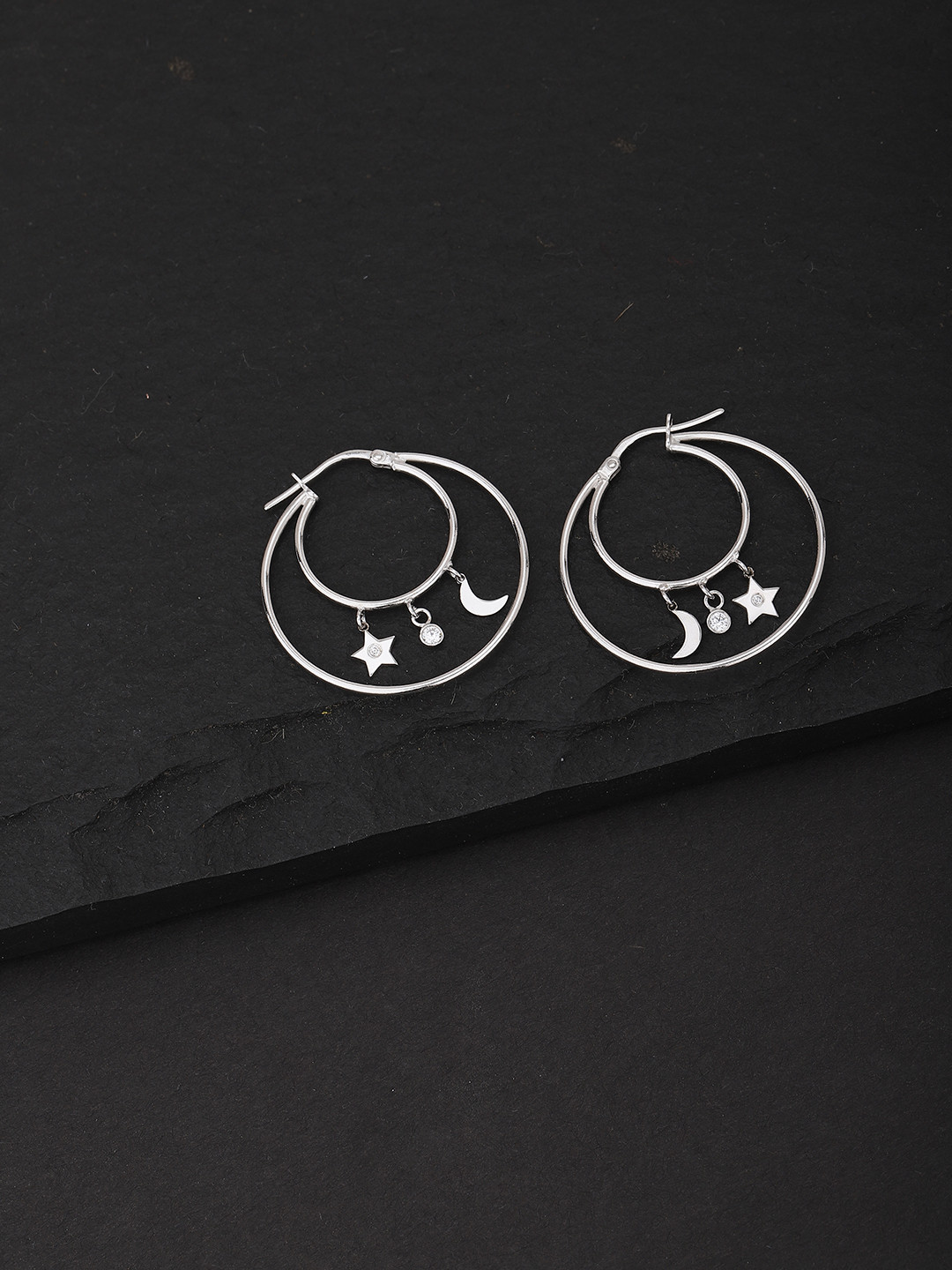 

Carlton London Rhodium-Plated Circular Hoop Earrings, Silver