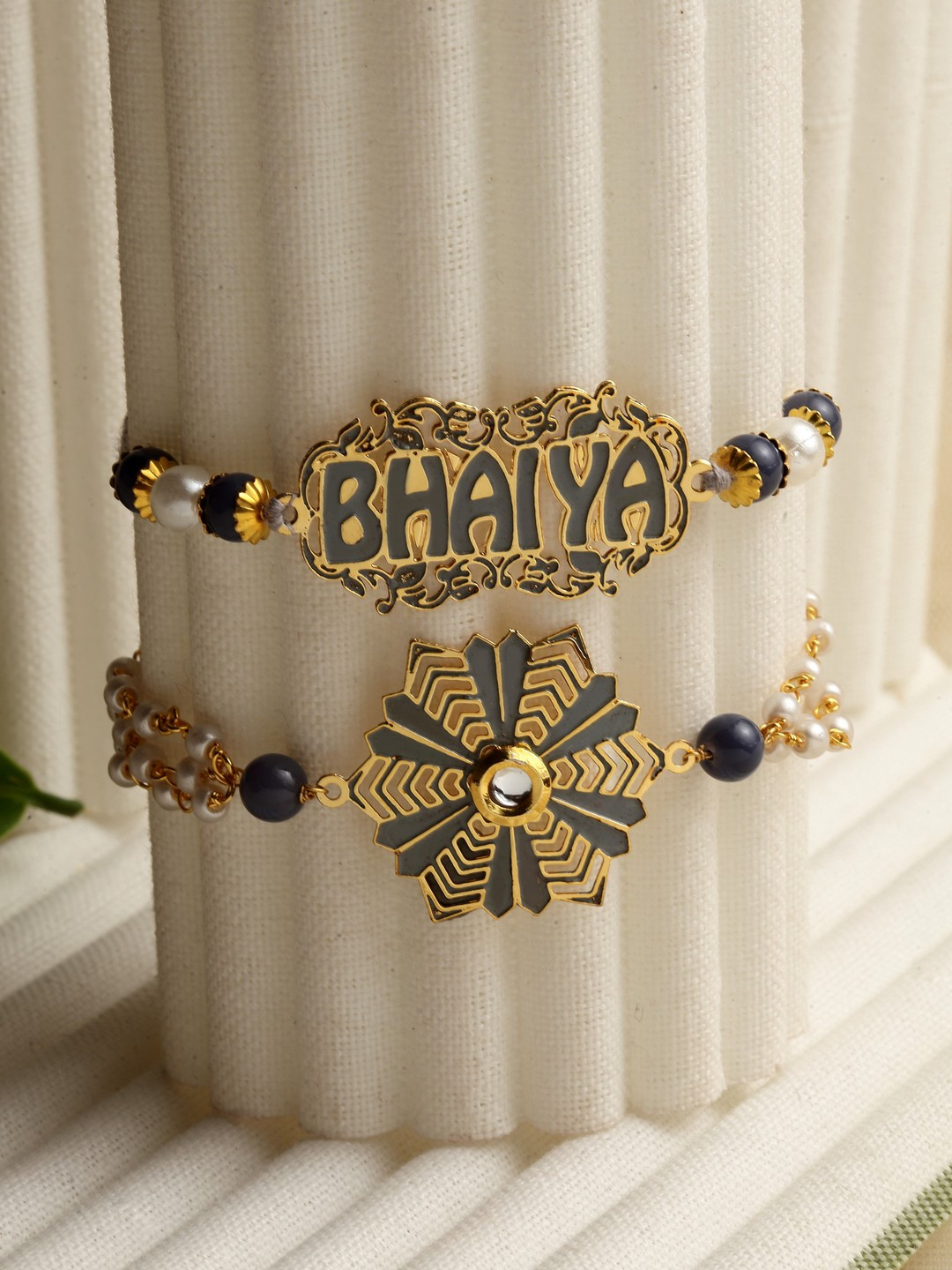 

PANASH Set of 2 Gold-Plated Brass Handcrafted Lumba & Rakhi