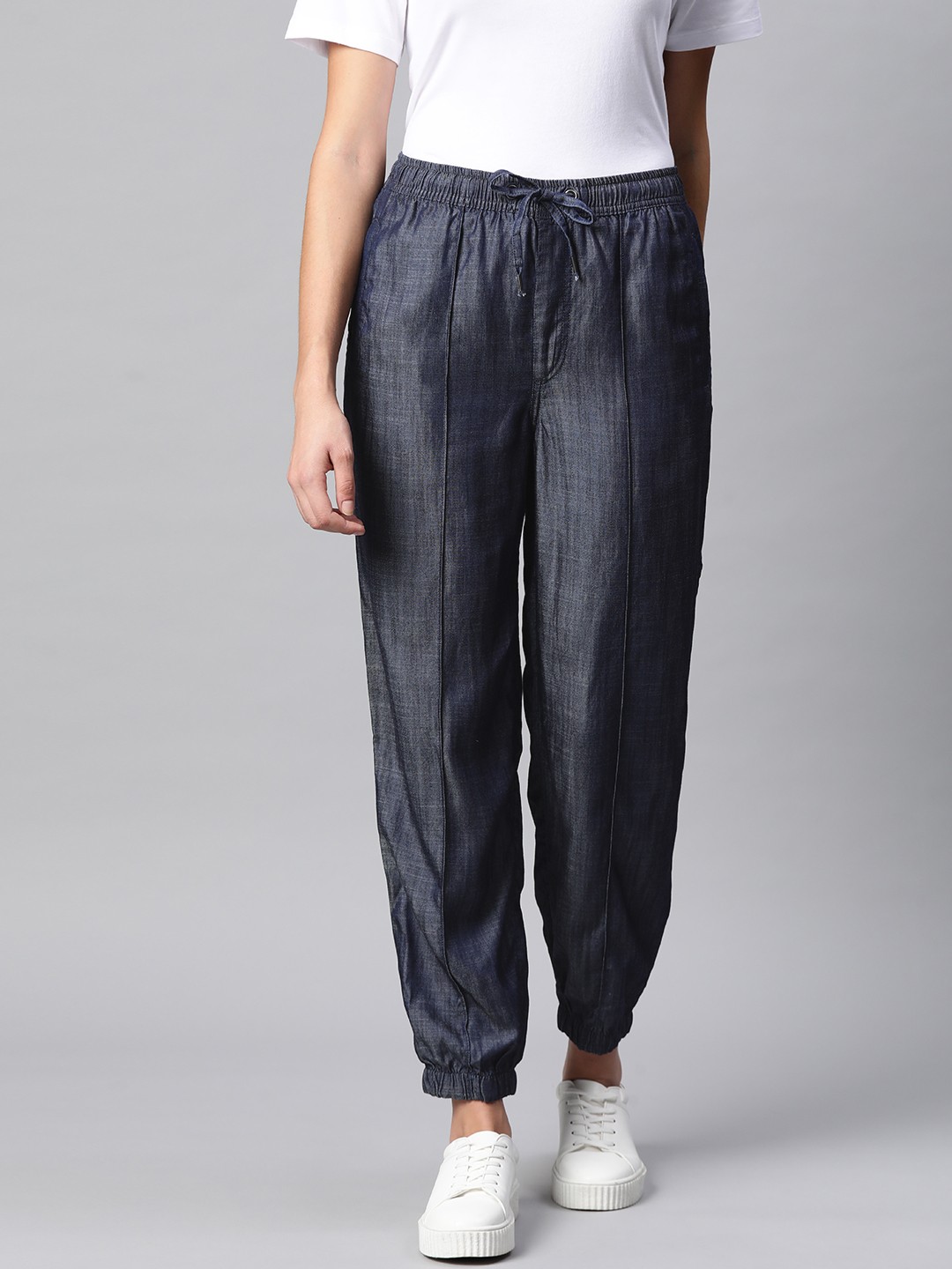 

Marks & Spencer Women Navy Blue Solid Track Pants