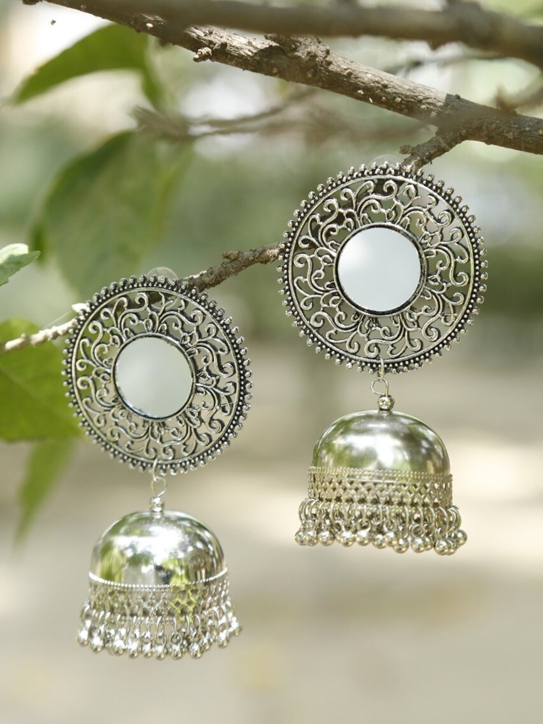 

NEUDIS Women Silver-Toned Contemporary Jhumkas Earrings