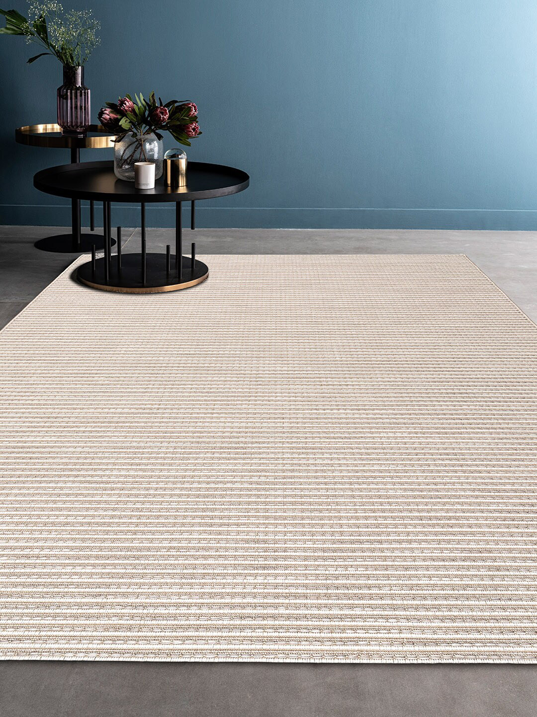 

DDecor Beige Striped Medium Carpet