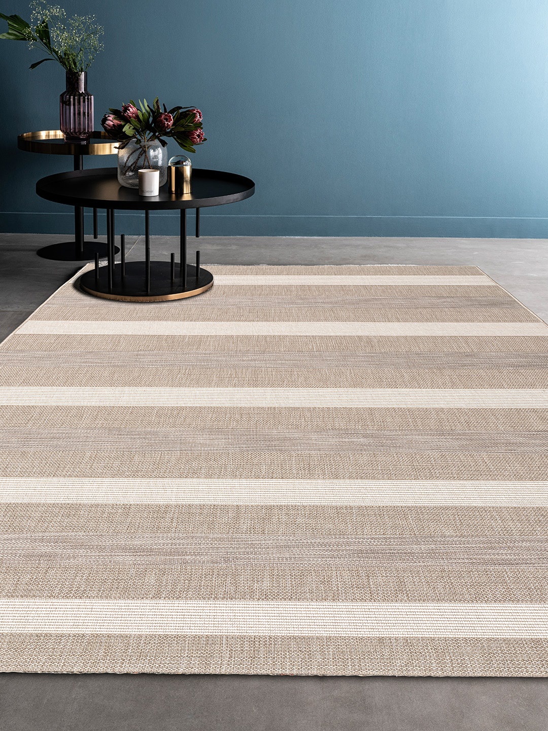 

DDecor Beige Striped Rectangular Shaped Large Rug