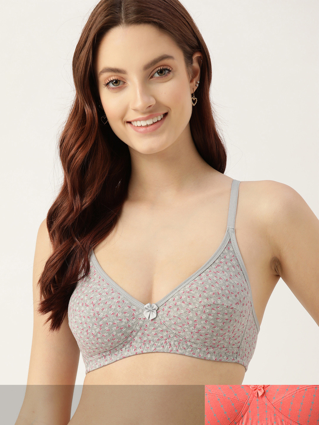 

DressBerry Women Pack of 2 Printed Everyday Bra, Grey melange