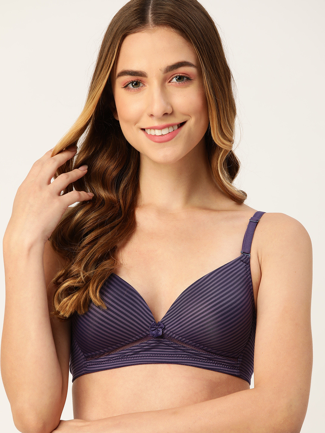 

DressBerry Purple Striped Lightly Padded T-shirt Bra