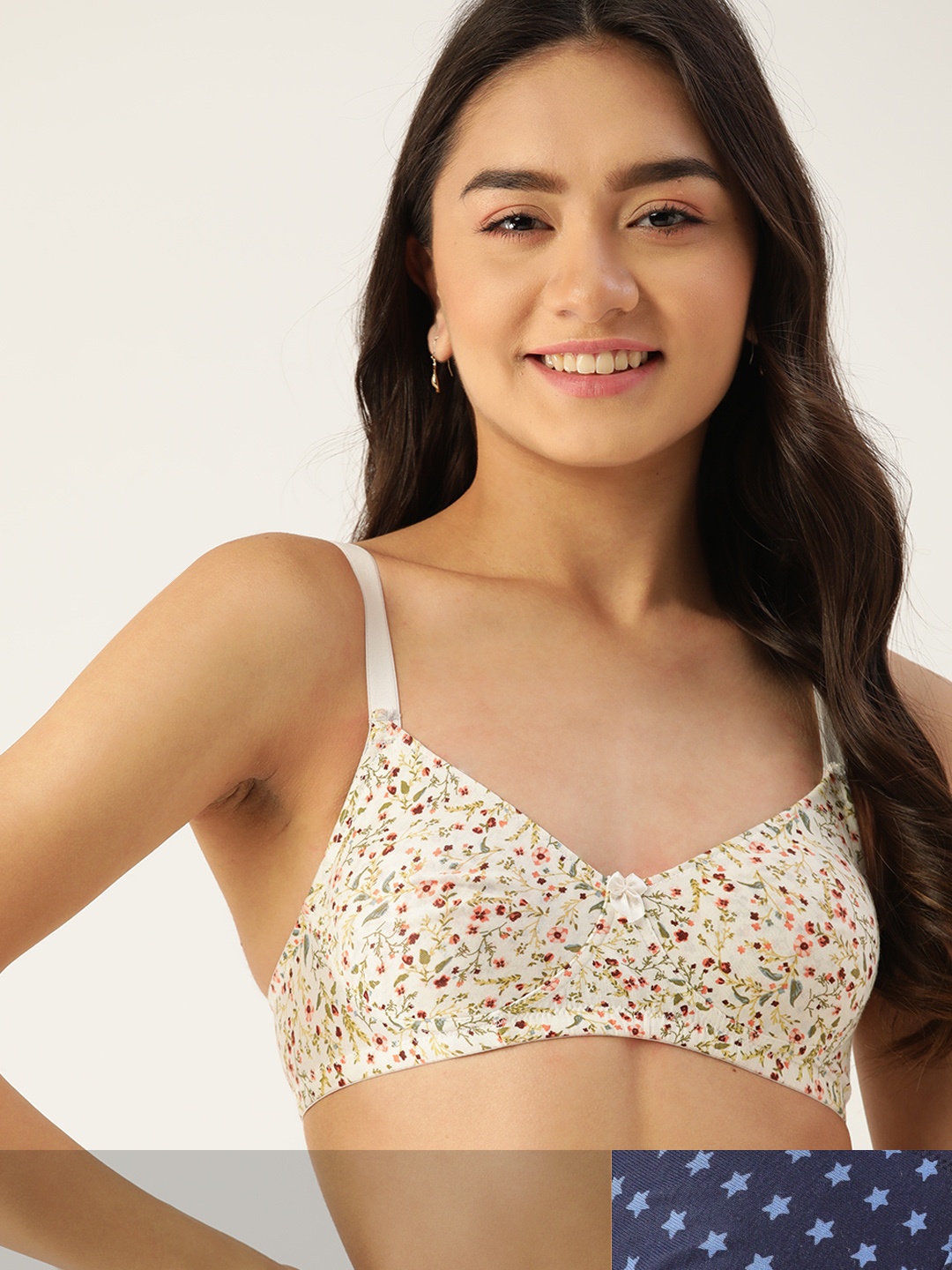 

DressBerry Pack of 2 Printed T-shirt Bras, Off white