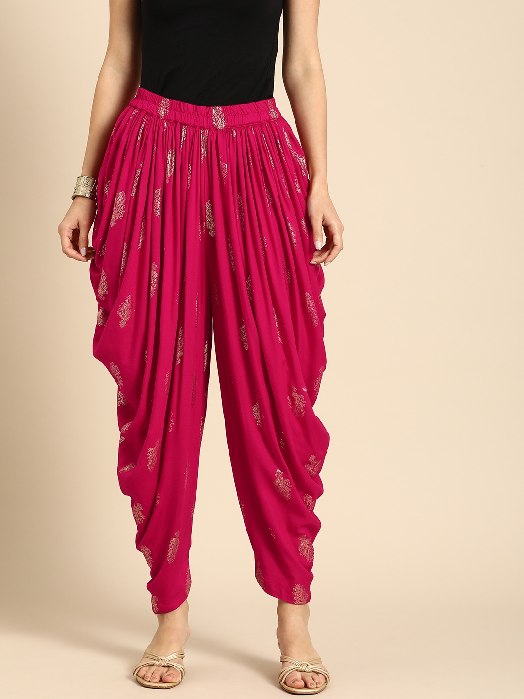 

Anouk Women Fuschia Ethnic Print Dhoti Salwar, Pink