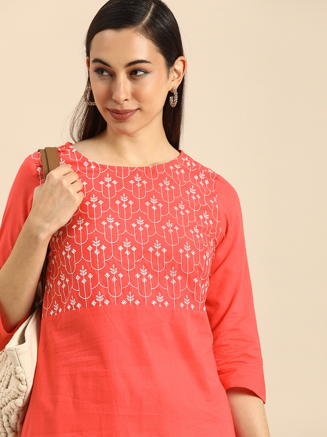 

Anouk Women Pink Floral Embroidered Kurta