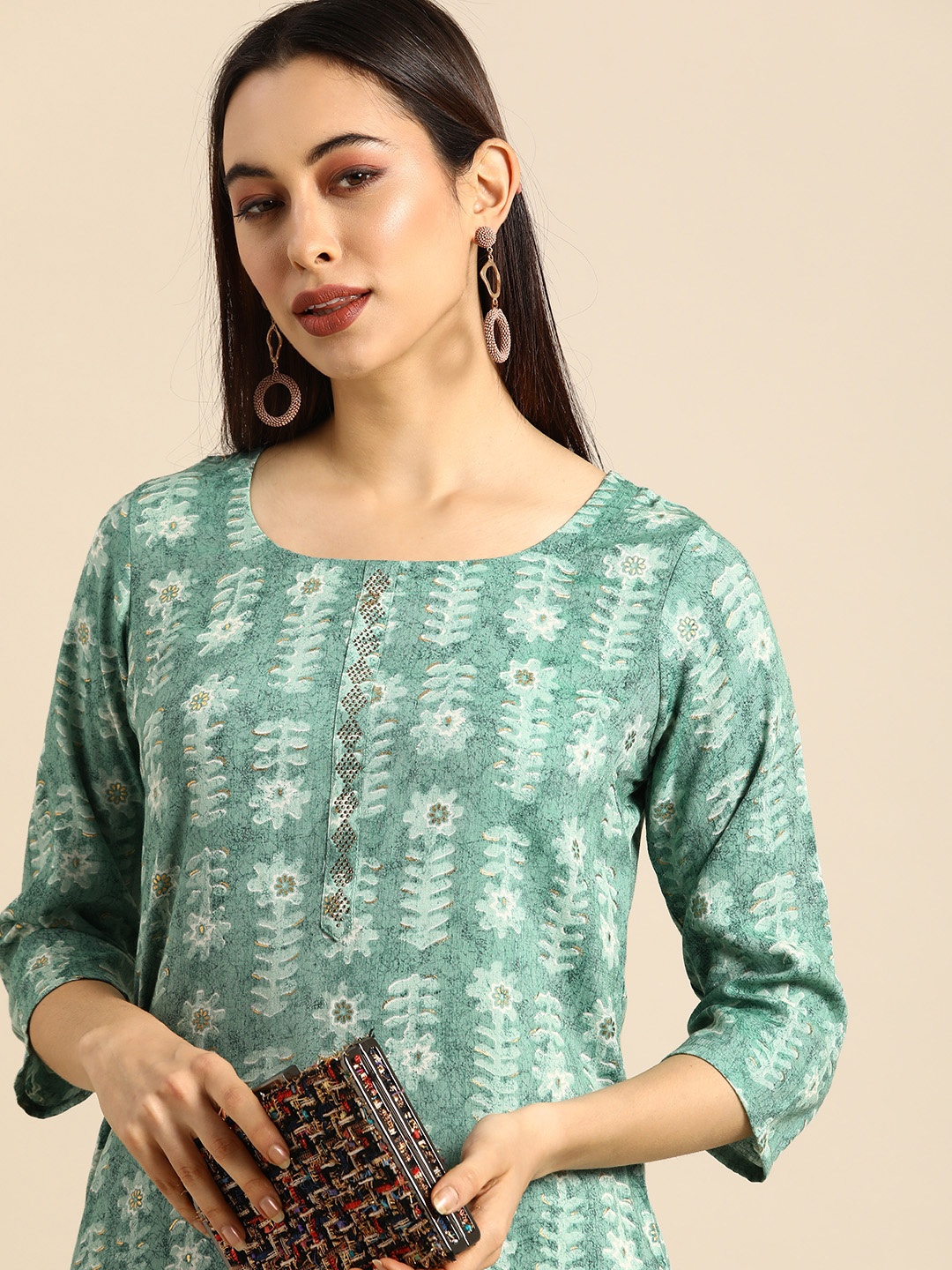 

Anouk Women Green Ethnic Motifs Printed Kurta