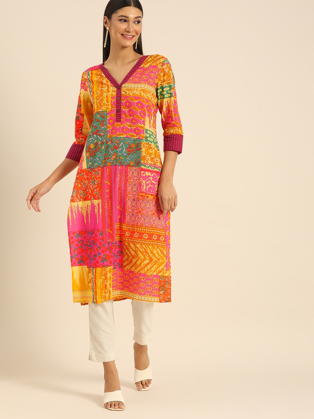 

Anouk Women Multicoloured Ethnic Motifs Printed Kurta, Multi