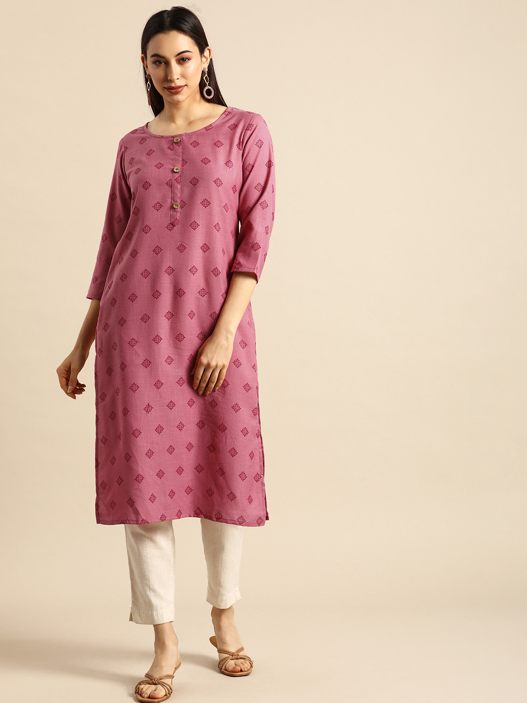 

Anouk Women Pink Ethnic Motifs Printed Kurta