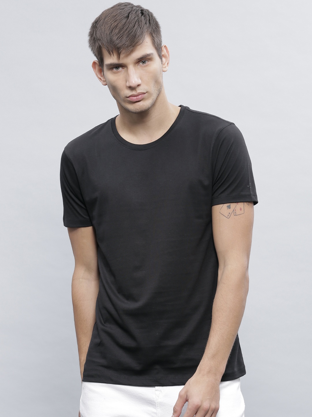 

ether Men Black Pure Cotton T-shirt