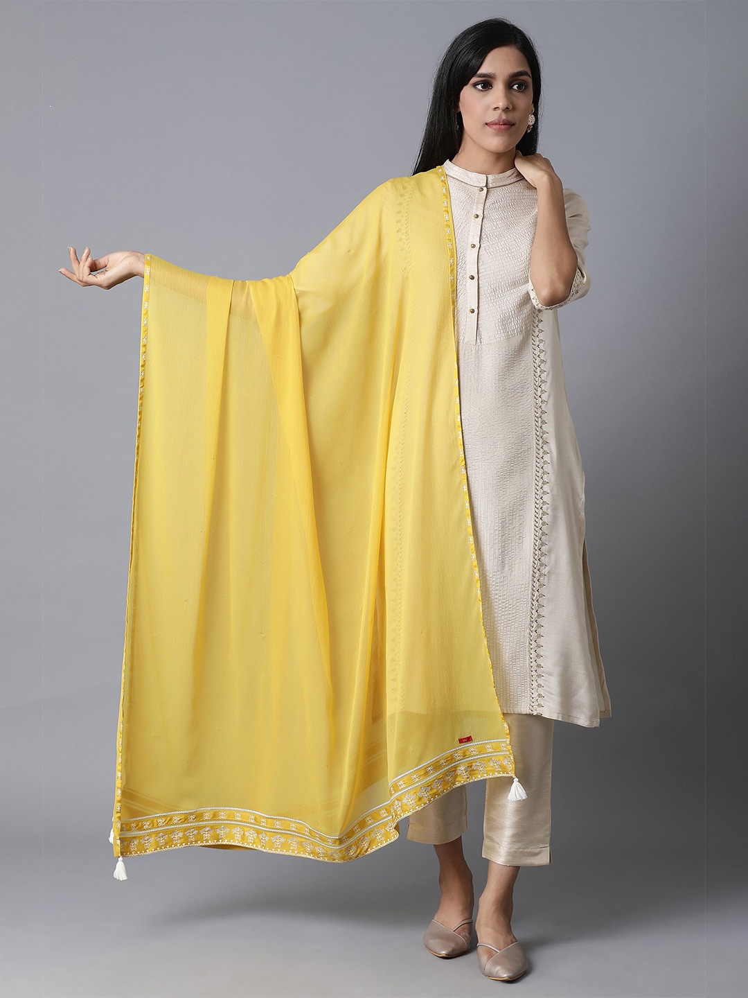 

W Yellow Viscose Rayon Dupatta