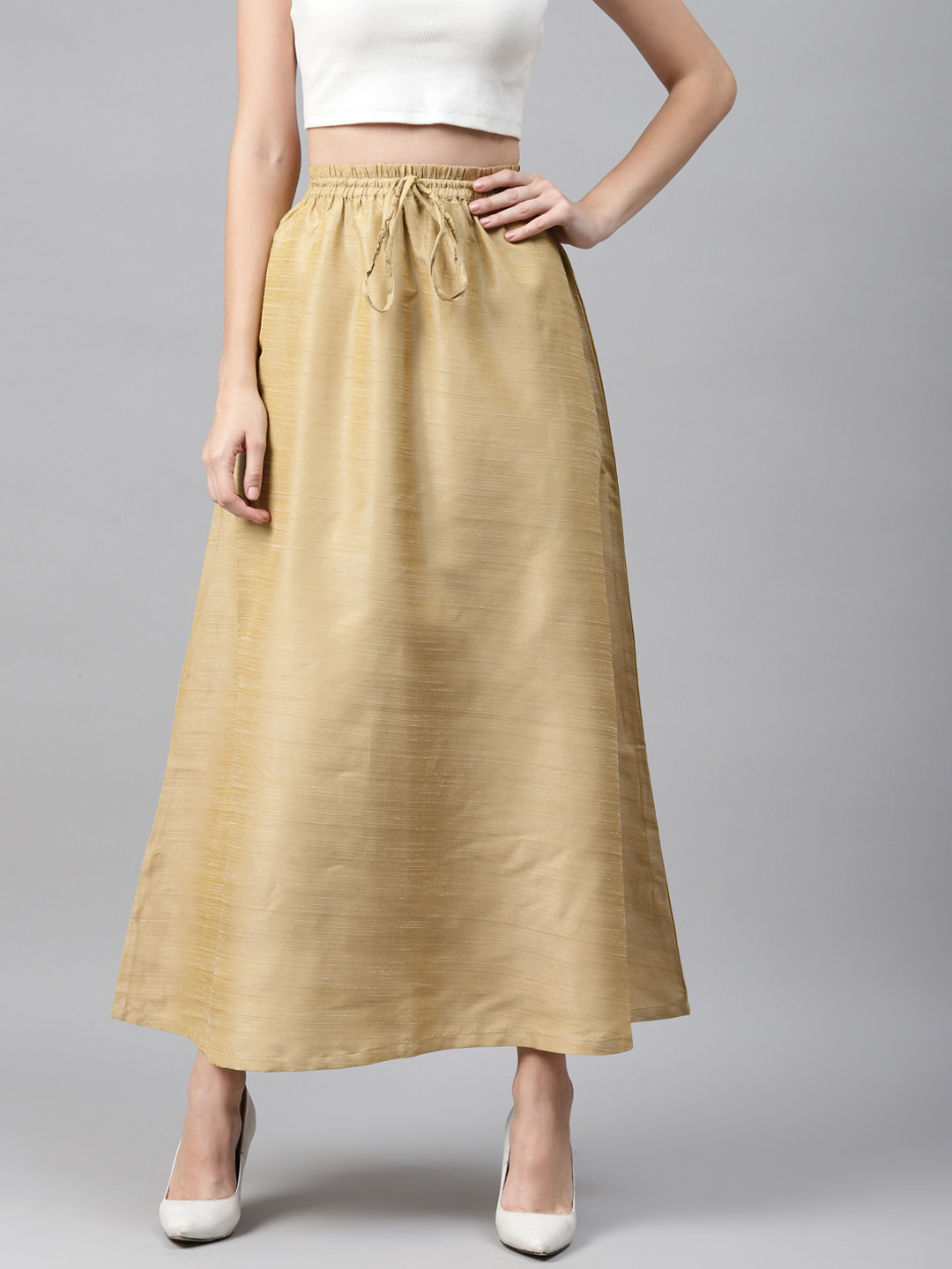 

Cottinfab Women Beige Solid A-Line Skirt