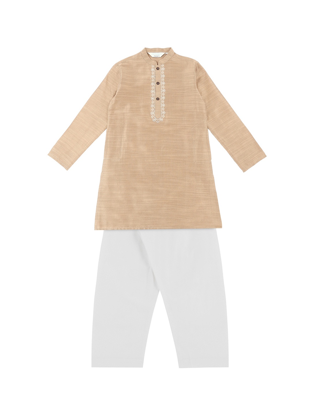 

indus route by Pantaloons Boys Gold-Toned Kurta with Pyjamas